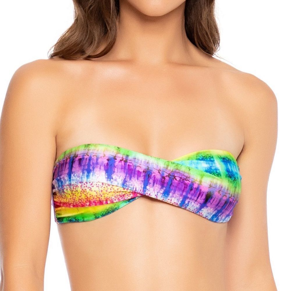 Luli Fama Groovy‎ Baby Twist Bandeau Bikini Top NWT